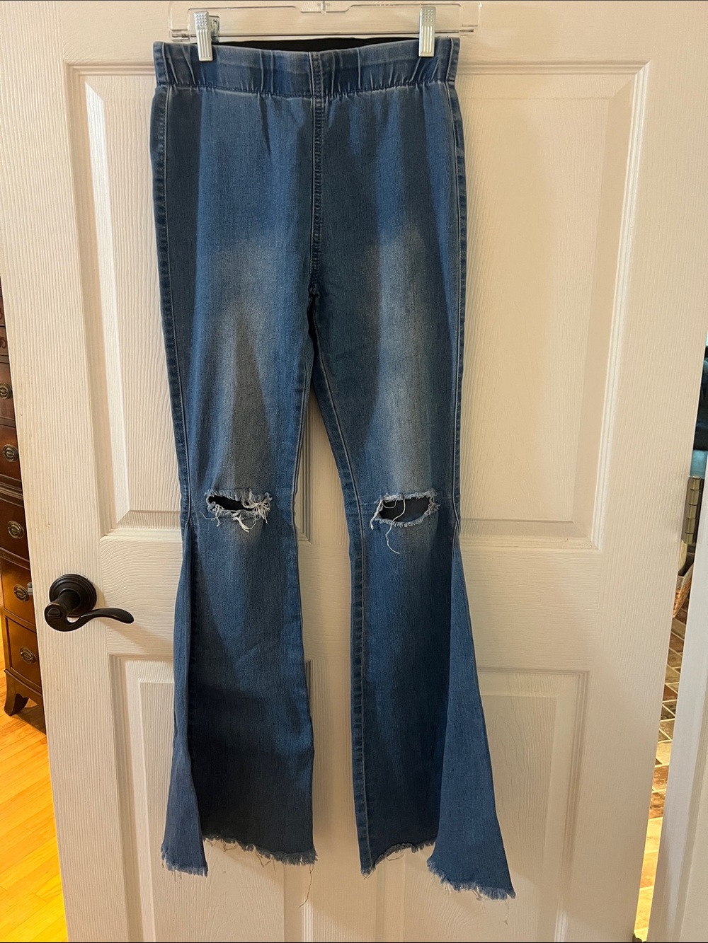 Newbury Kustom Distressed Dark Blue Flare Jeans